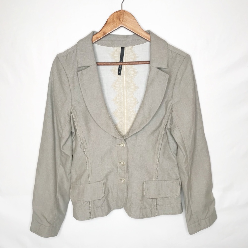Poleci Distressed Button Front Jacket Blazer 8 - image 1